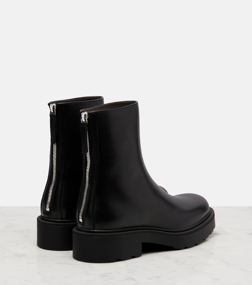 The Row Nobilis Practical Boots In Polished Calf Leather In Black