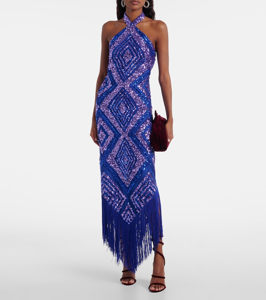Taller Marmo Nina fringed sequined maxi dress