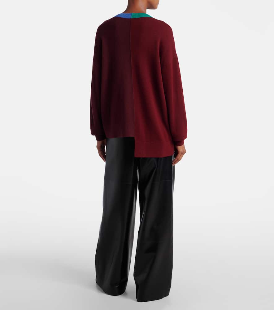 Loewe Asymmetric Embroidered Wool-blend Sweater In Red
