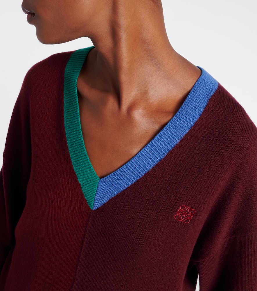 Loewe Asymmetric Embroidered Wool-blend Sweater In Red