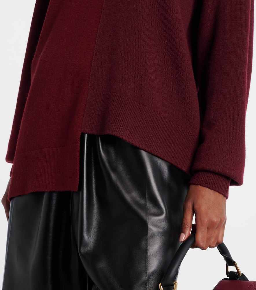 Loewe Asymmetric Embroidered Wool-blend Sweater In Red