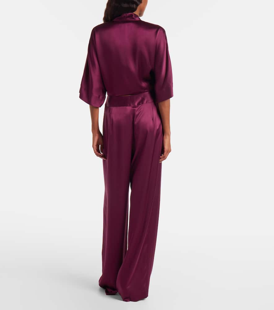 The Sei Cropped Silk Charmeuse Top In Burgundy