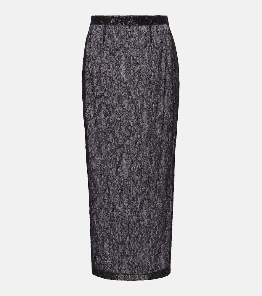 Wardrobe.nyc Floral Lace Midi Skirt In Black