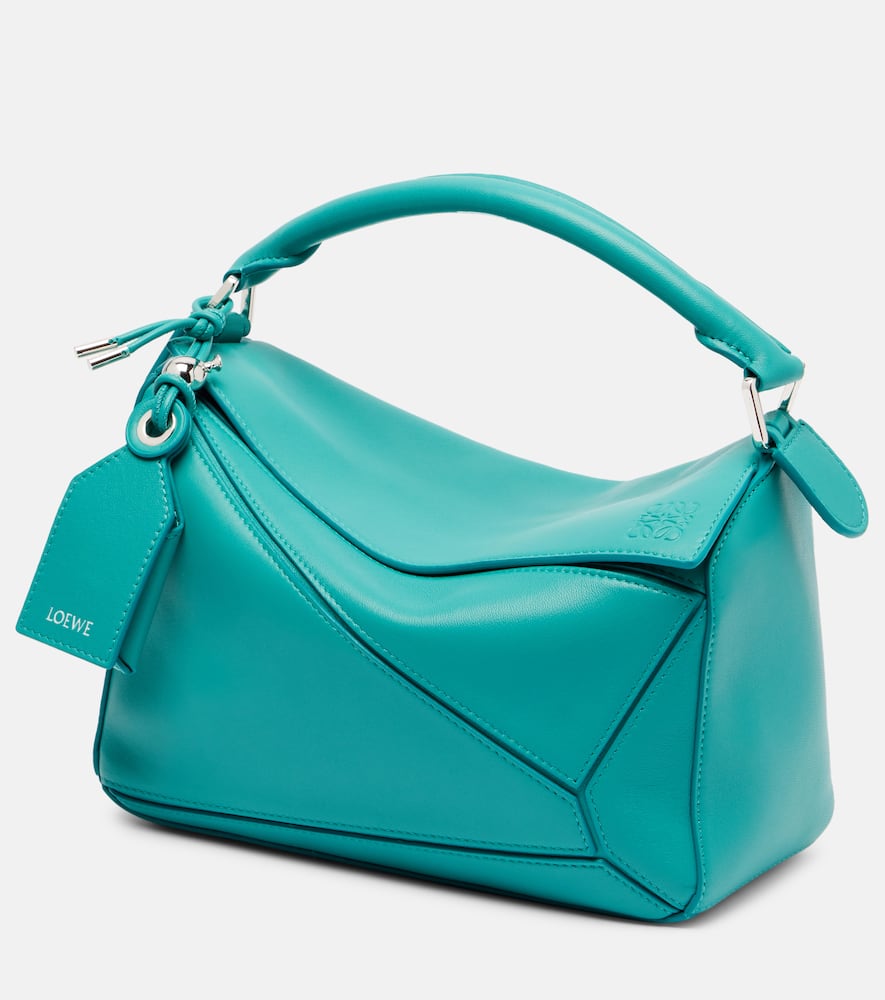Loewe Puzzle Small Leather Tote Bag In Blue