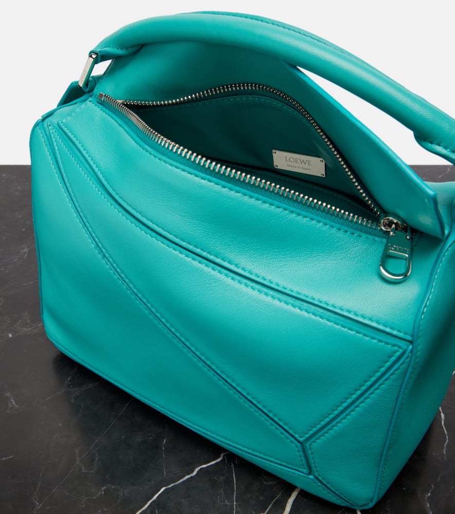 Loewe Puzzle Small Leather Tote Bag In Blue