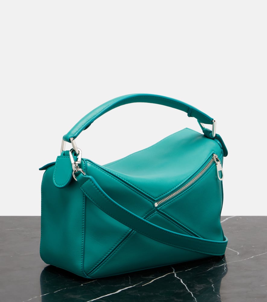 Loewe Puzzle Small Leather Tote Bag In Blue