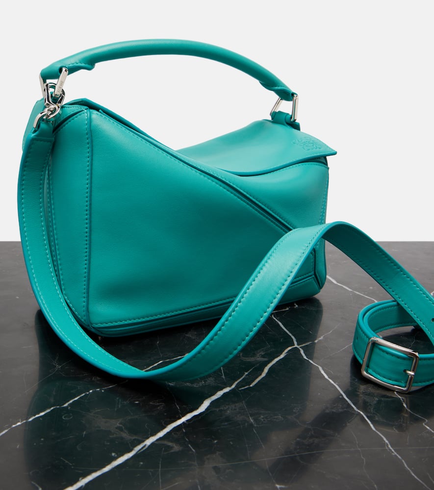 Loewe Puzzle Small Leather Tote Bag In Blue