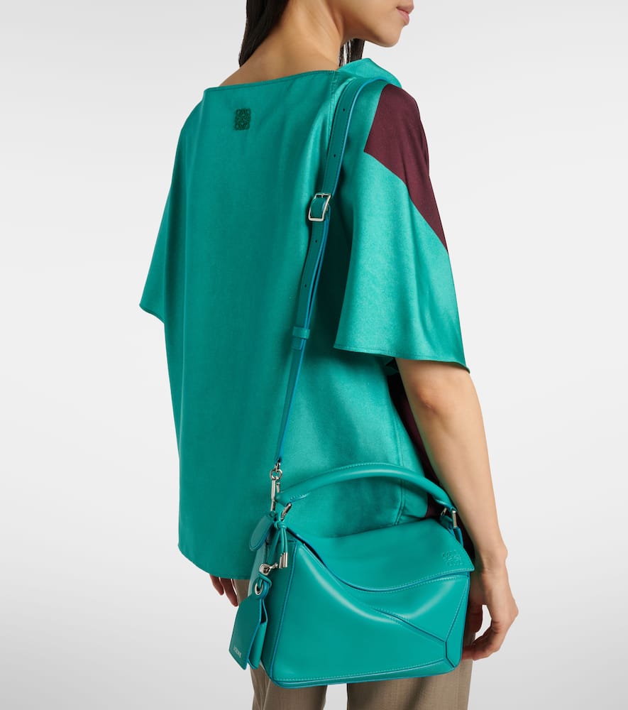 Loewe Puzzle Small Leather Tote Bag In Blue