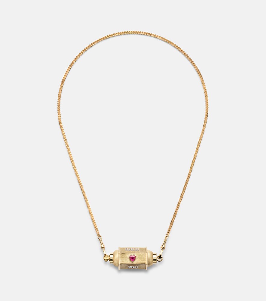 Marie Lichtenberg Love You 18kt gold locket necklace with diamond and ruby
