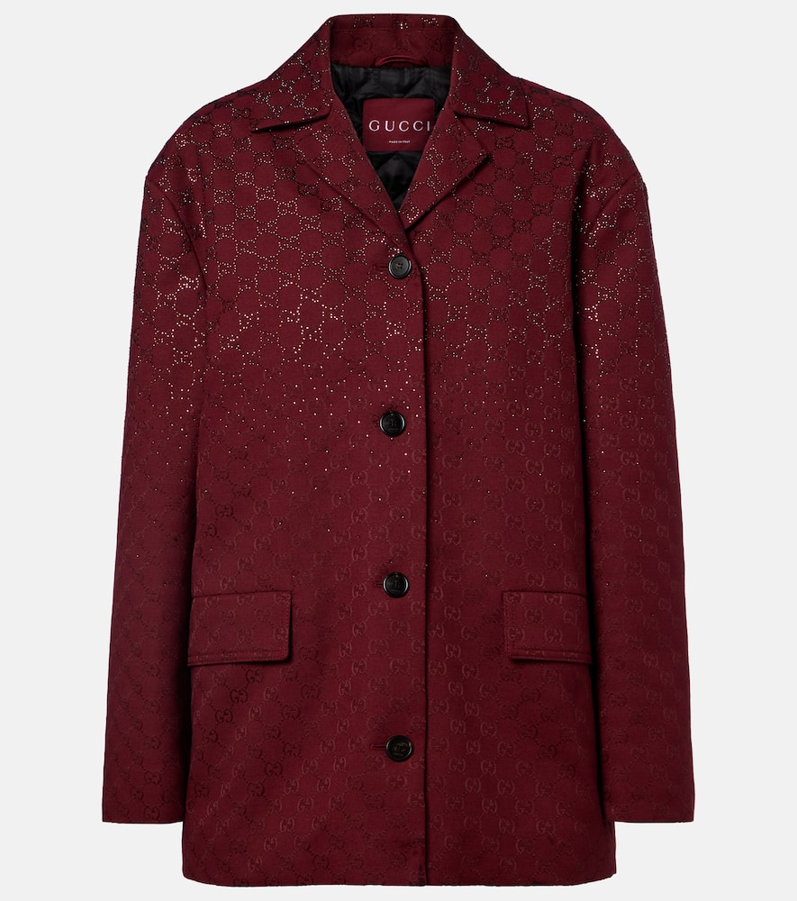 Gucci Gg Crystal Canvas Blazer In Burgundy