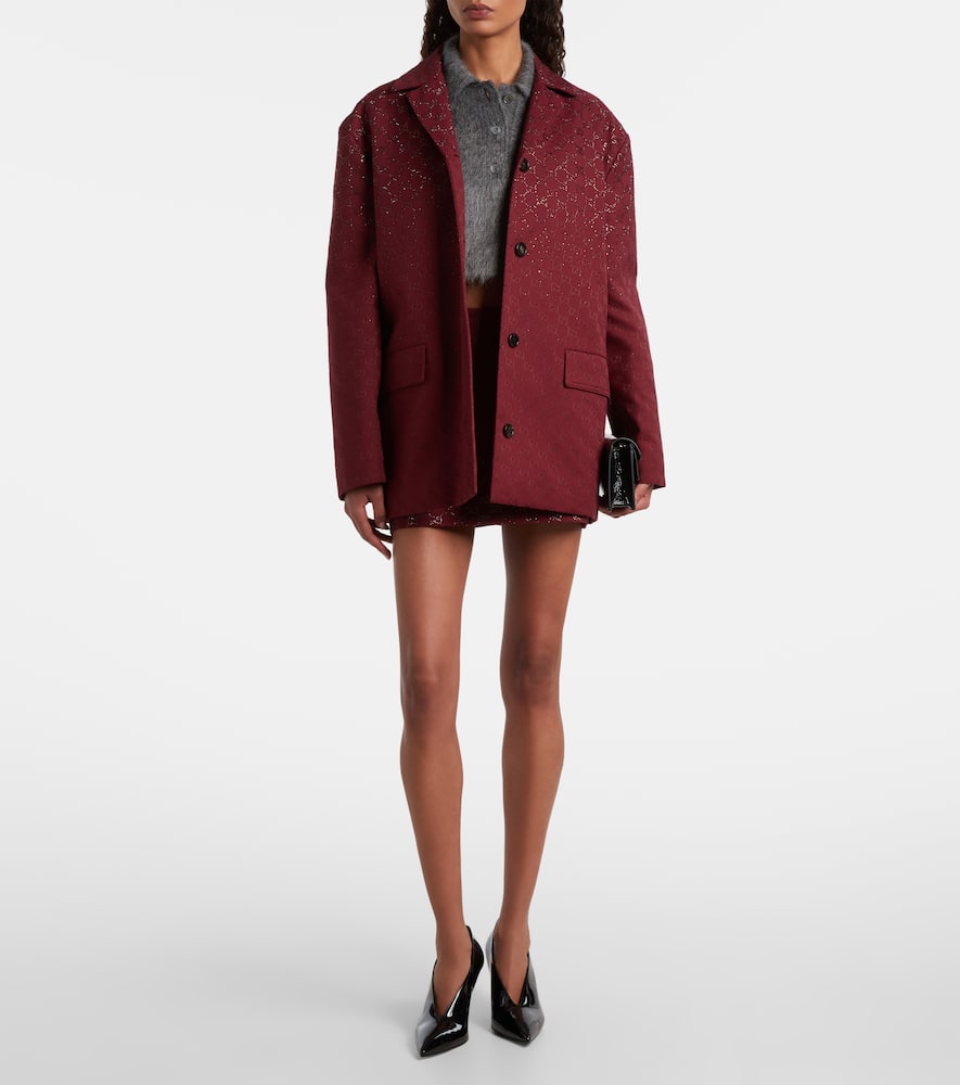 Gucci Gg Crystal Canvas Blazer In Burgundy
