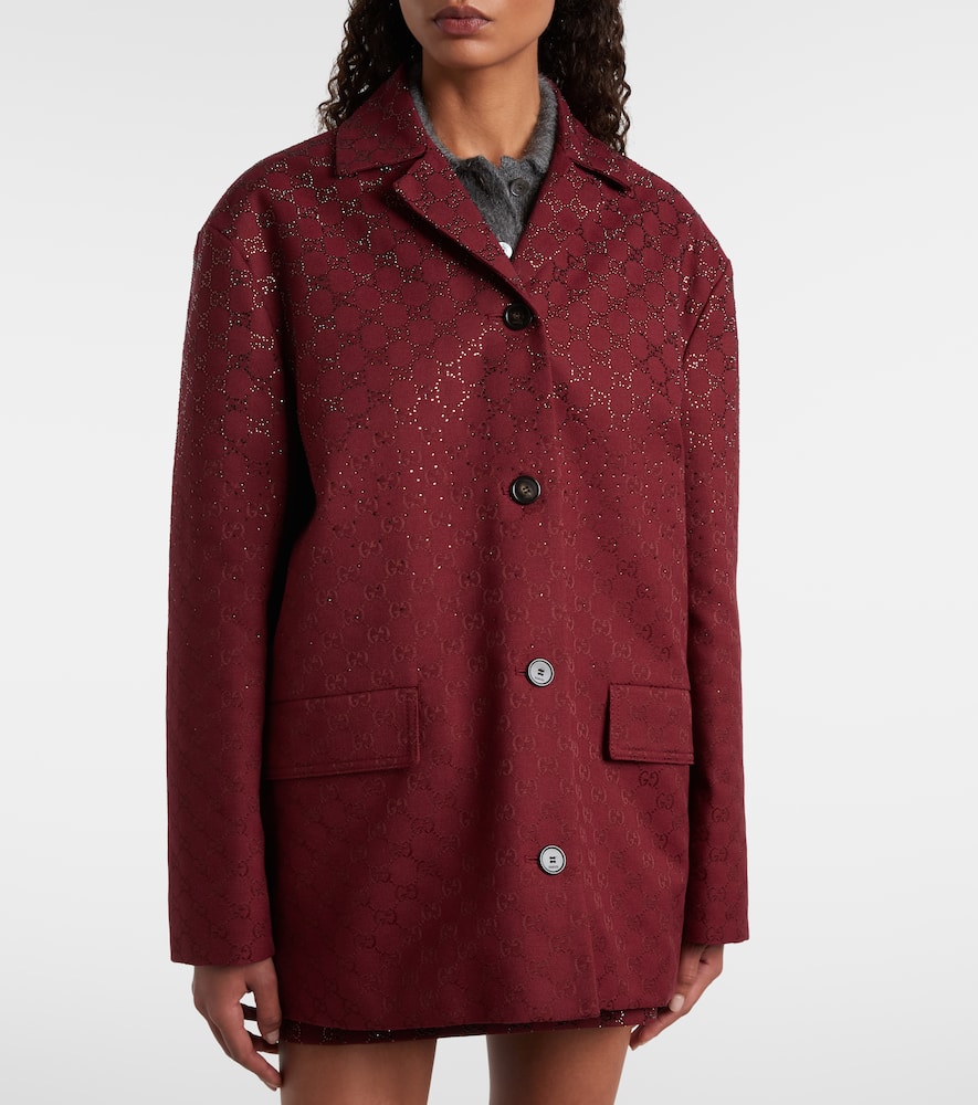 Gucci Gg Crystal Canvas Blazer In Burgundy