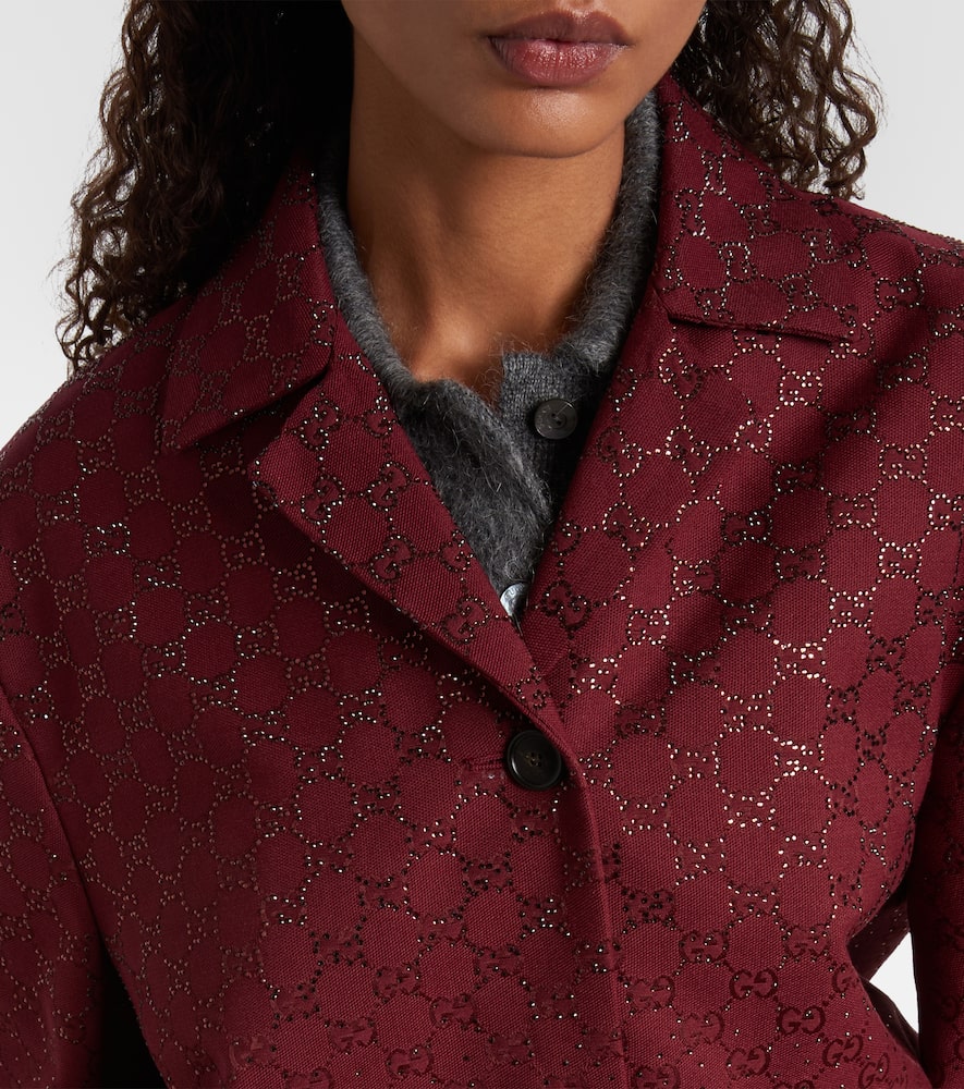 Gucci Gg Crystal Canvas Blazer In Burgundy
