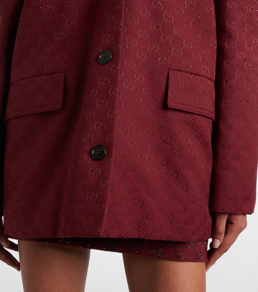 Gucci Gg Crystal Canvas Blazer In Burgundy