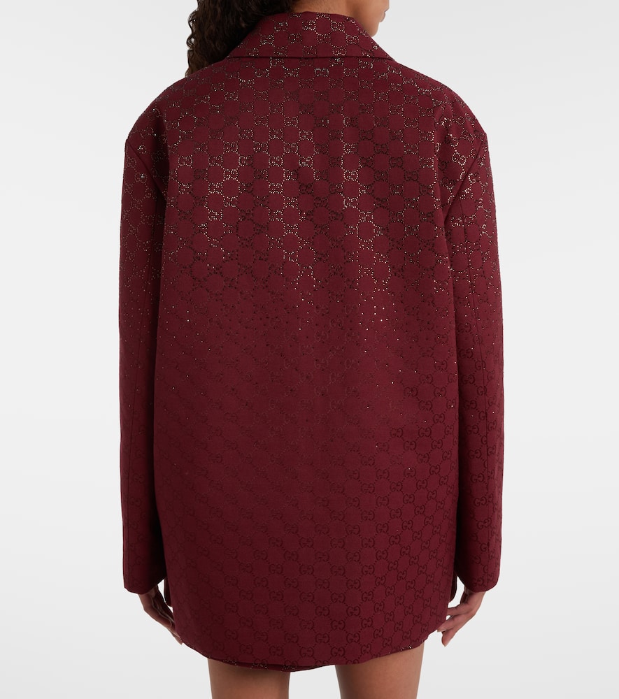 Gucci Gg Crystal Canvas Blazer In Burgundy