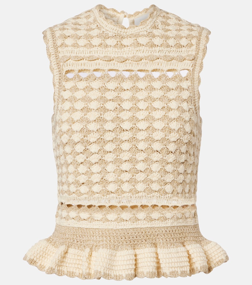 Zimmermann Wanderlust Lamé Crochet Tank Top In Neutral