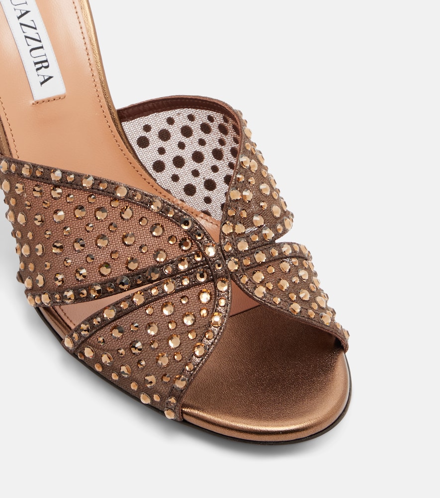  Aquazzura Aquazzura Crystal Lover Embellished Tulle Mules 