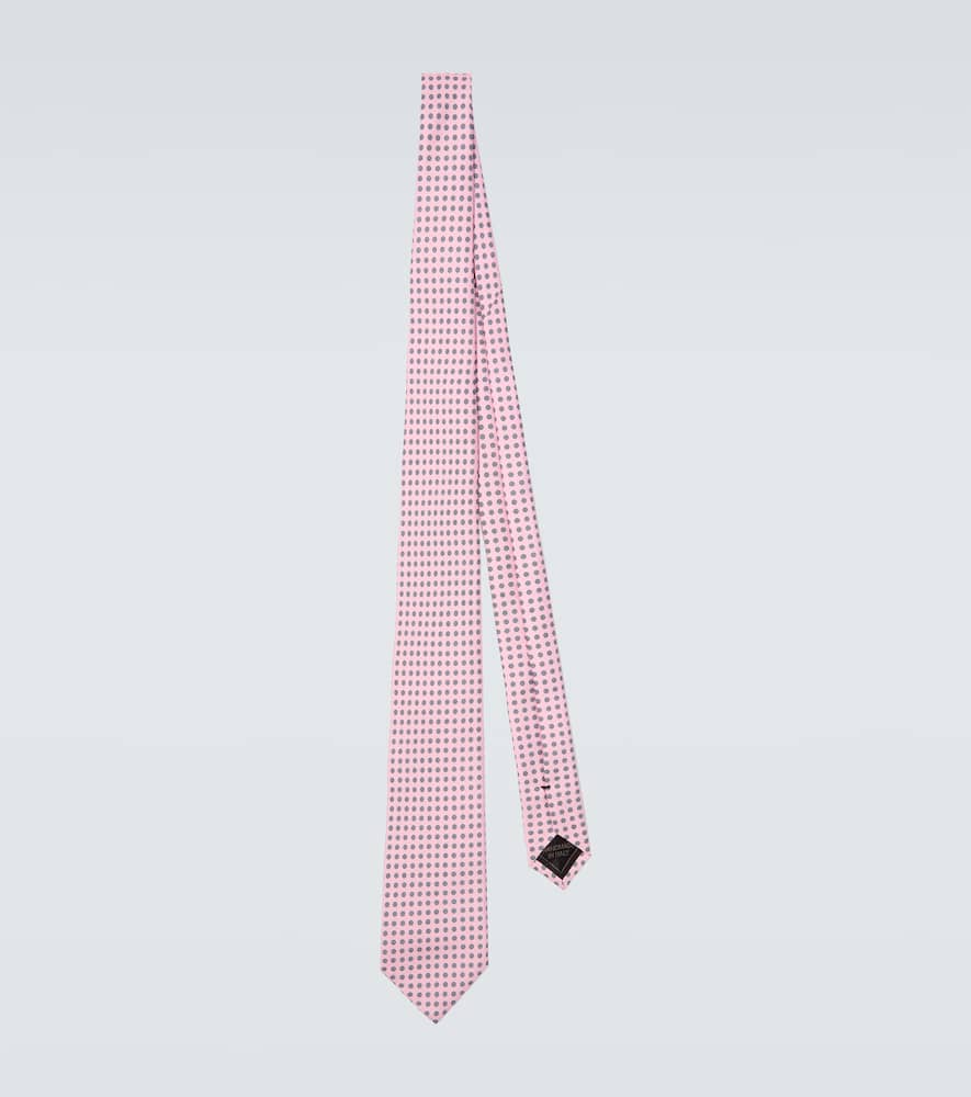 Brioni Printed Silk Twill Tie In Pink