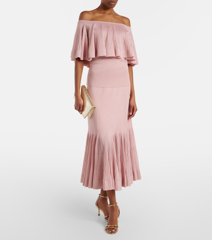 Zimmermann Luna knitted pleated midi skirt