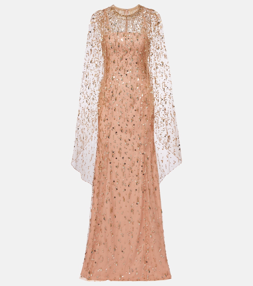 Jenny Packham Hestia embellished caped gown