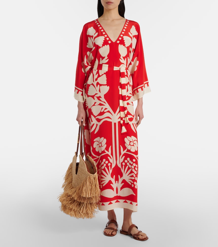 Eres Holi belted printed silk kaftan