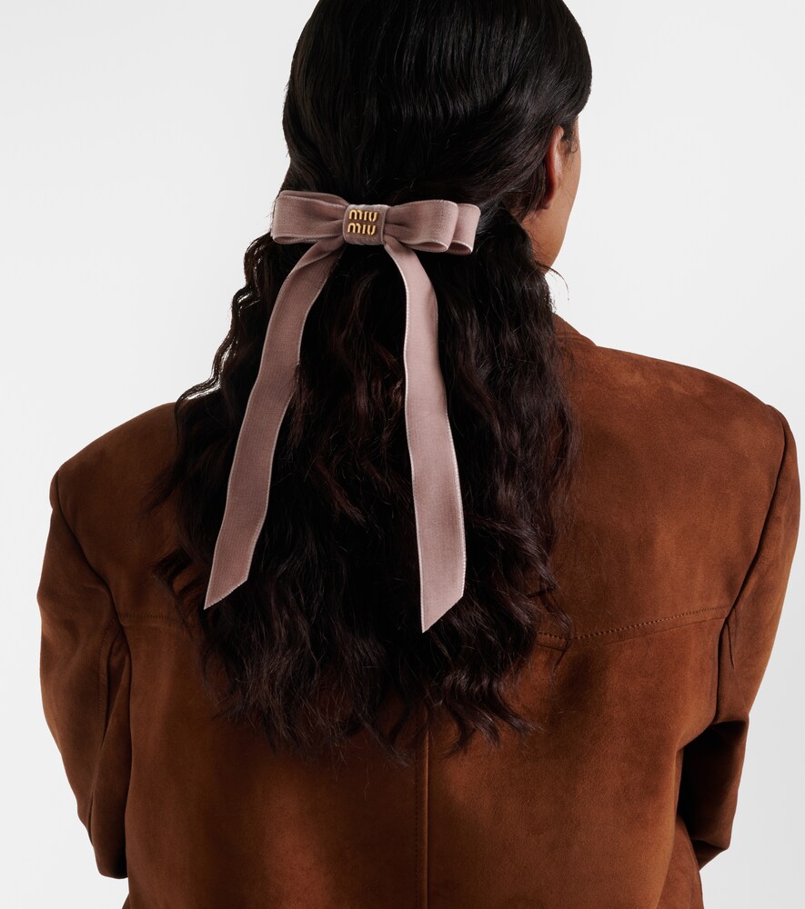 Miu Miu Logo velvet bow hair clip