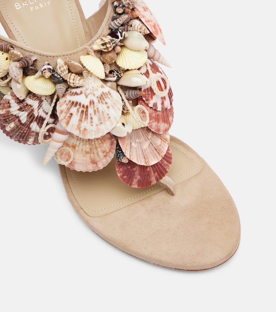  Balmain Balmain Embellished Suede Slingback Wedges 