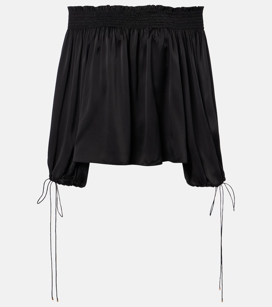 Chloe Women's Black Off-Shoulder Silk Satin Top UK Size 12 - Mytheresa
