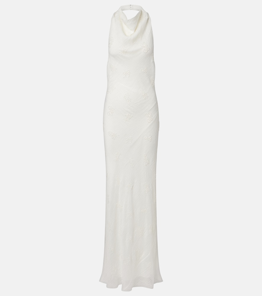 Abito lungo Roselle in organza con perline