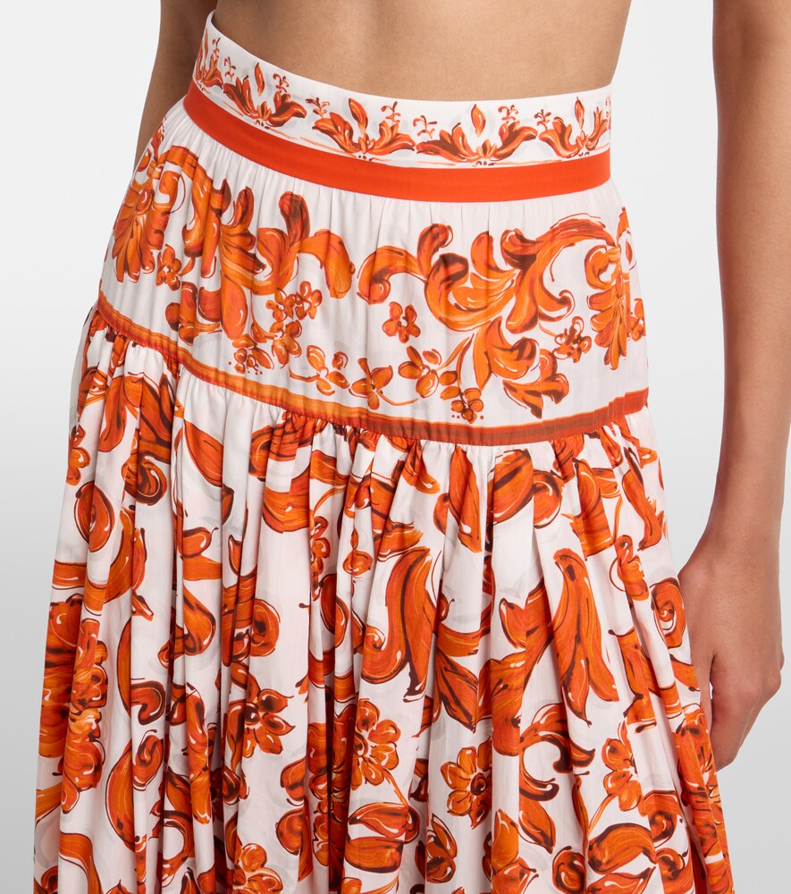  Dolce&gabbana Dolce&gabbana Majolica Cotton Poplin Maxi Skirt 