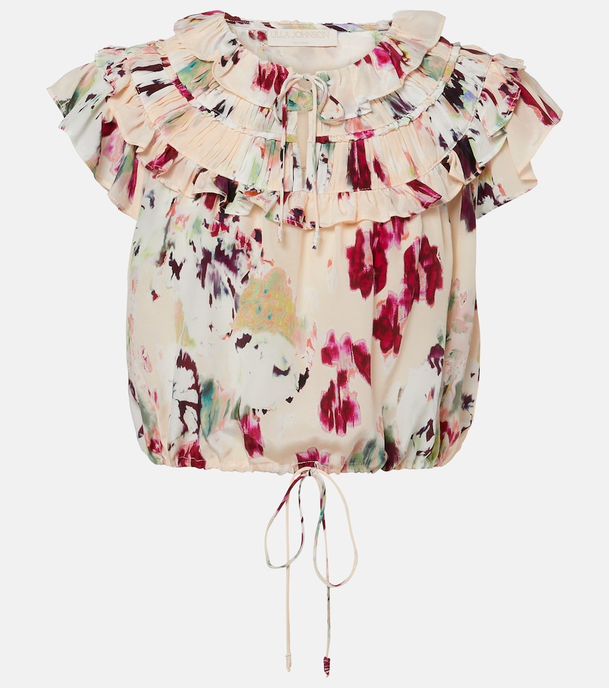 Top cropped Eleonore in seta con volant