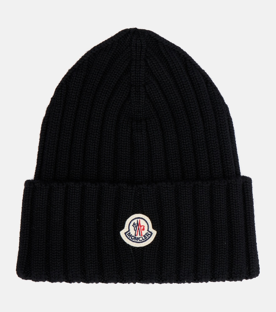 Moncler Women's Black Ribbed-Knit Virgin Wool Beanie - Mytheresa