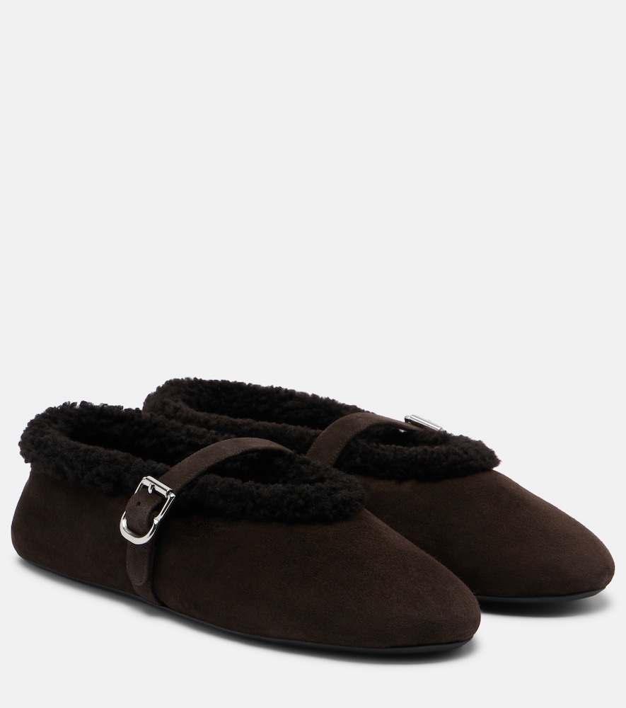 Alaia Alaïa Shearling-lined suede Mary Jane flats | Thumbnail 7