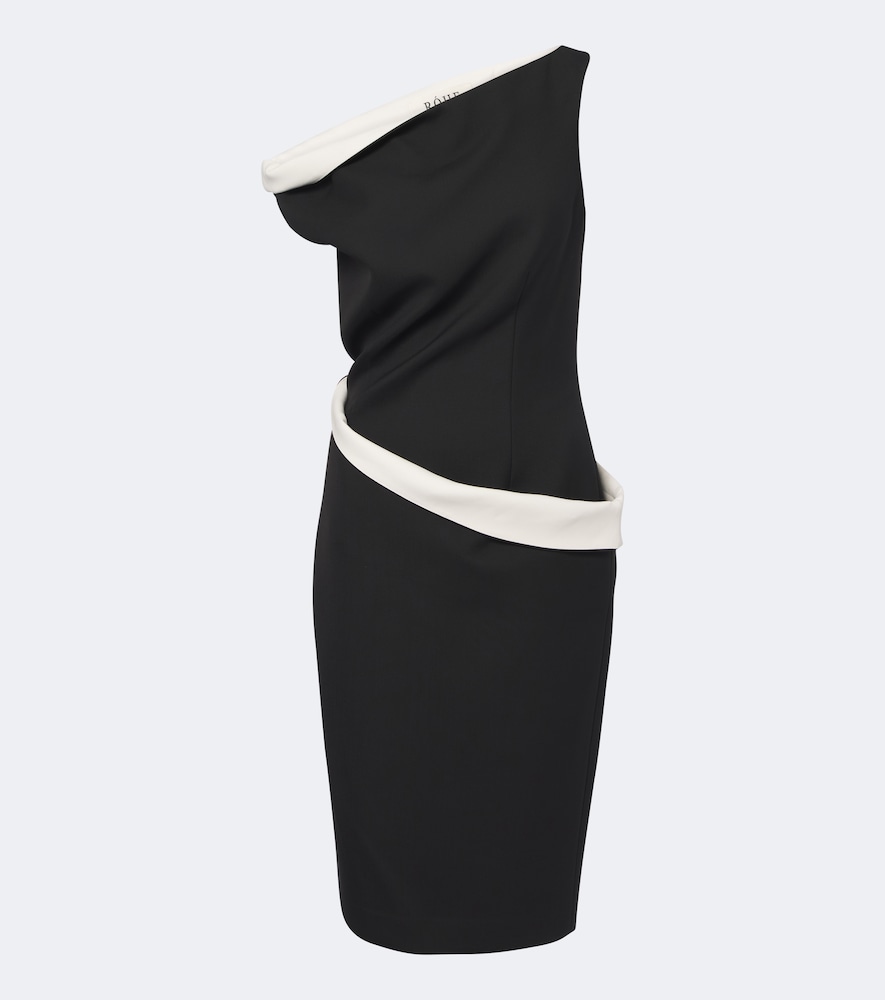 Rohe Róhe Paneled One-shoulder Midi Dress In Black