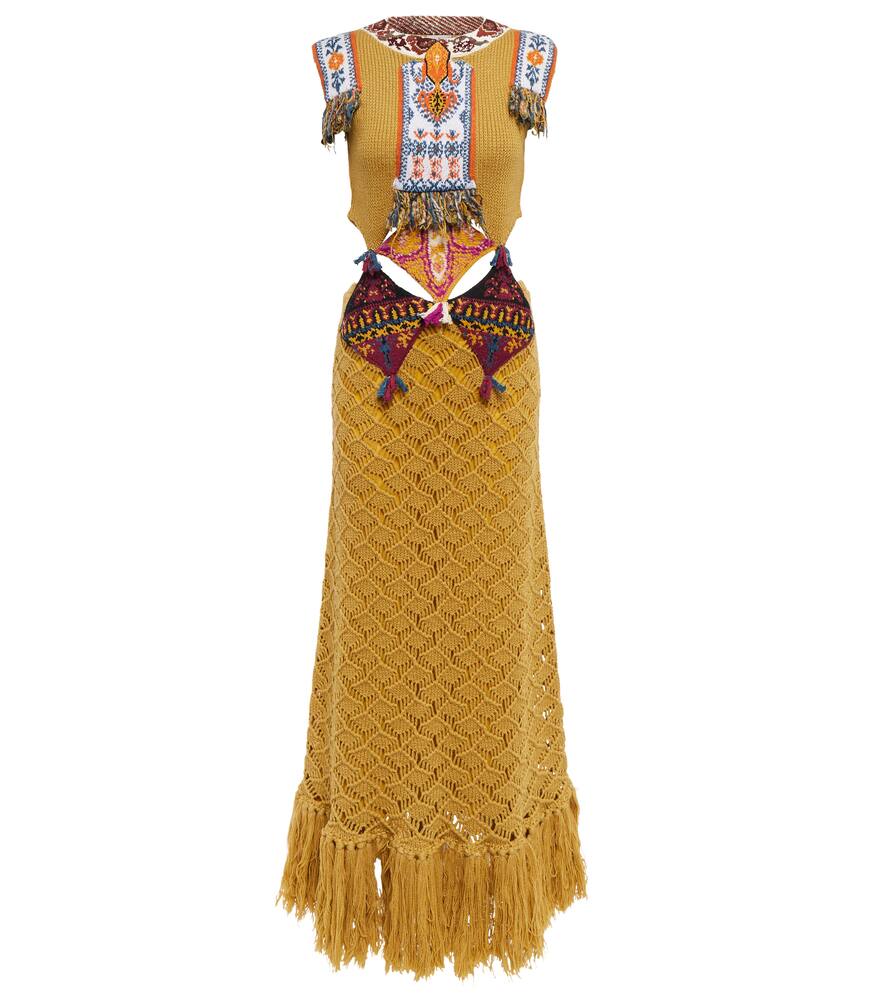 Etro Cutout crochet wool maxi dress