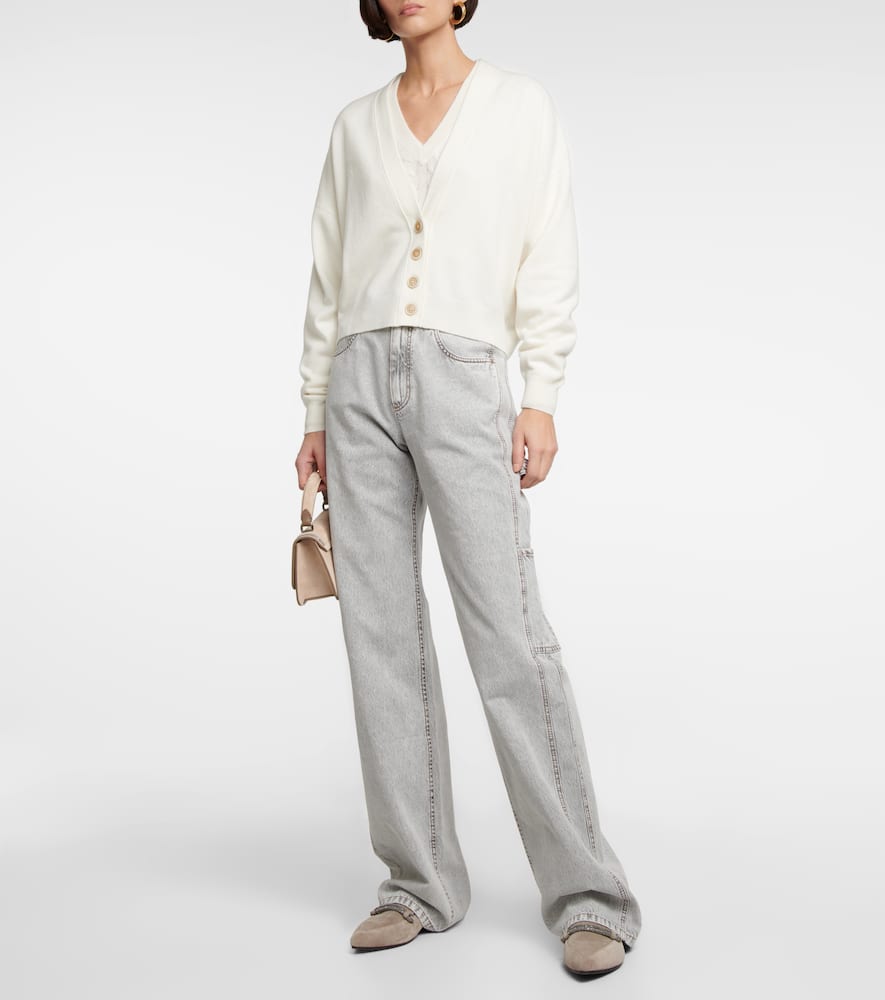 Brunello Cucinelli Cashmere Cardigan In Bianco