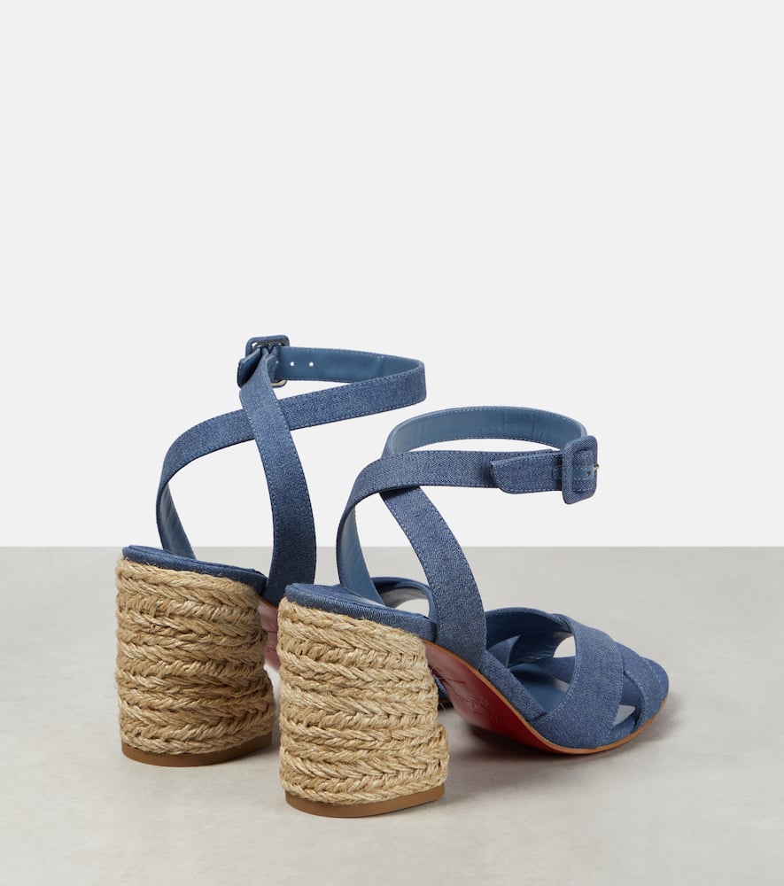 Shop Christian Louboutin Summer Mariza Denim Espadrilles Sandals In Blue