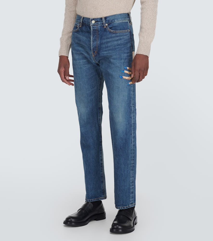 Shop Undercover Beaded Straight Jeans In Blue