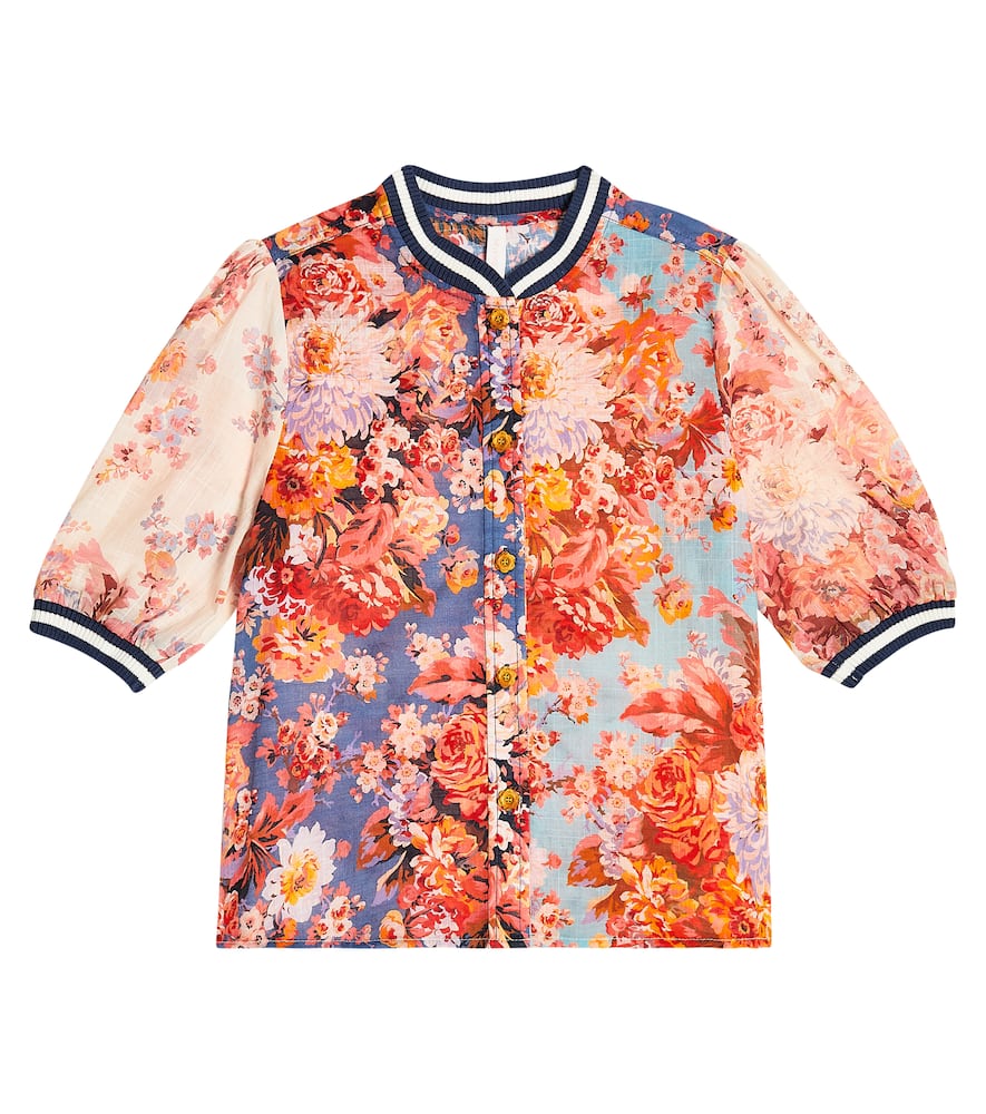 Zimmermann Kids' Devi Sport Floral Button-up Blouse In Spliced