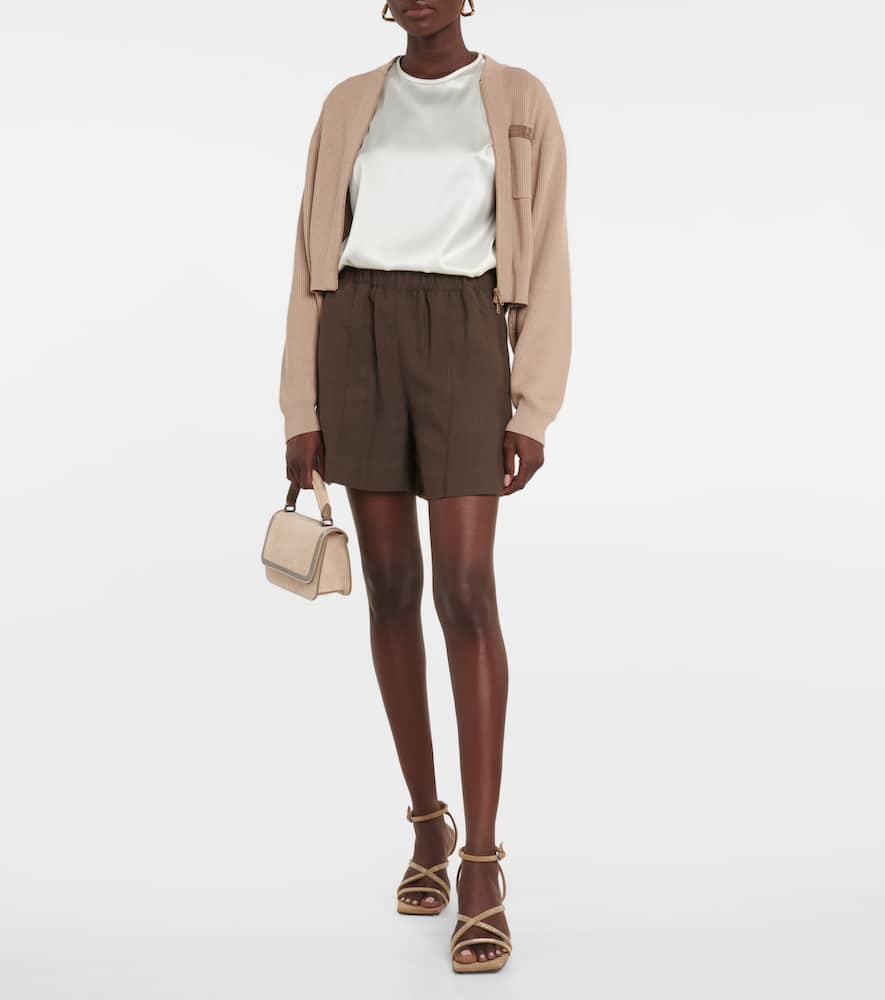 Brunello Cucinelli Silk-blend Satin T-shirt In Beige