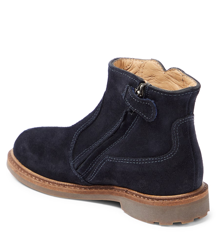 Pom D'api Kids Navy Blue Ankle Boots For Girls In Blue