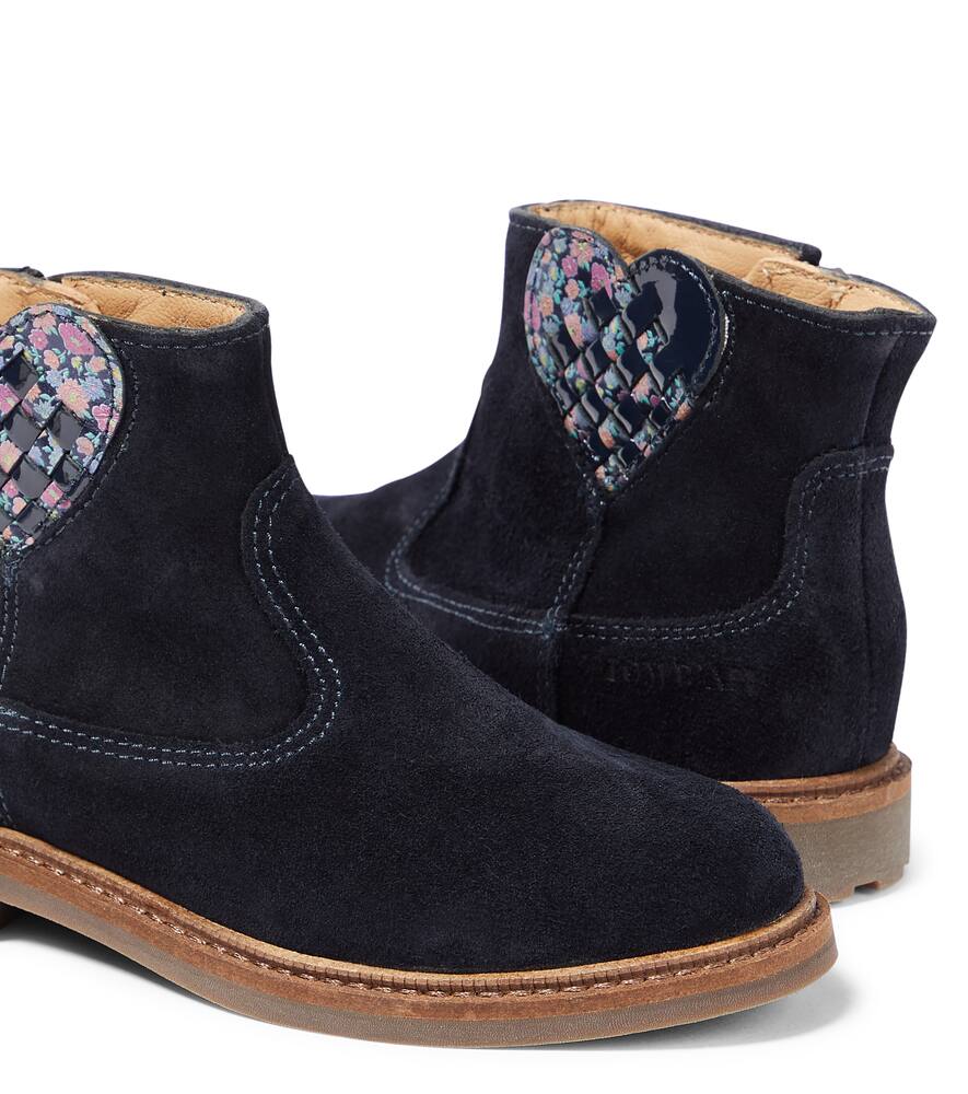 Pom D'api Kids Navy Blue Ankle Boots For Girls In Blue
