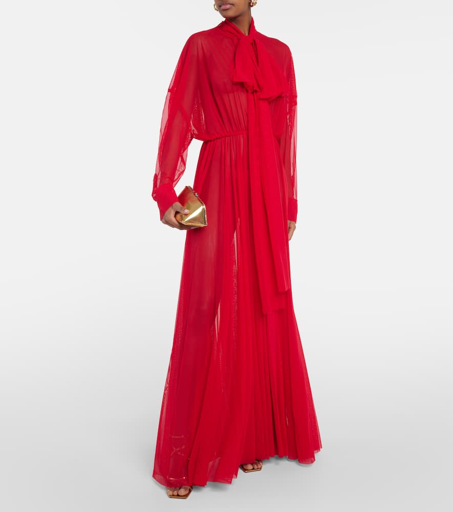 Shop Norma Kamali Chiffon Gown In Red