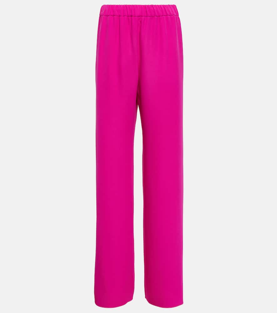 Valentino Crepe Couture Wide-leg Trousers In Pink