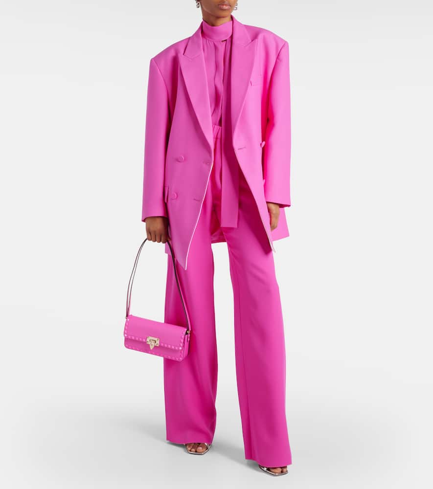 Valentino Crepe Couture Wide-leg Trousers In Pink
