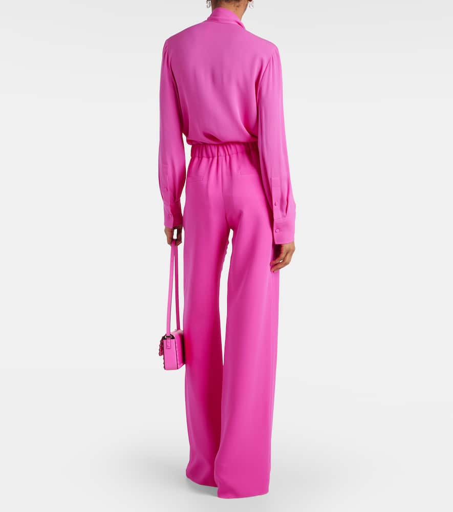 Valentino Crepe Couture Wide-leg Trousers In Pink