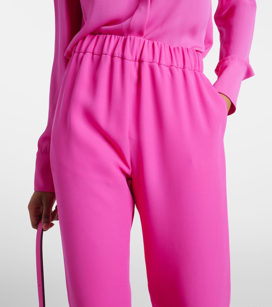 Valentino Crepe Couture Wide-leg Trousers In Pink