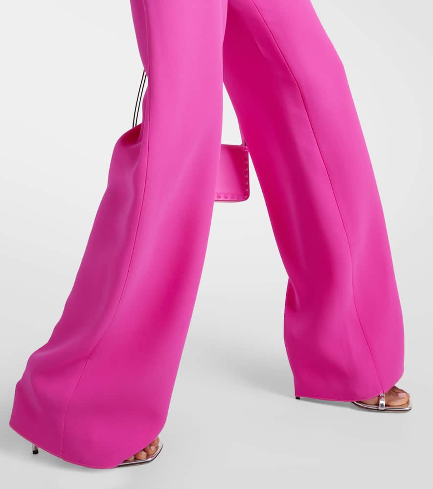 Valentino Crepe Couture Wide-leg Trousers In Pink