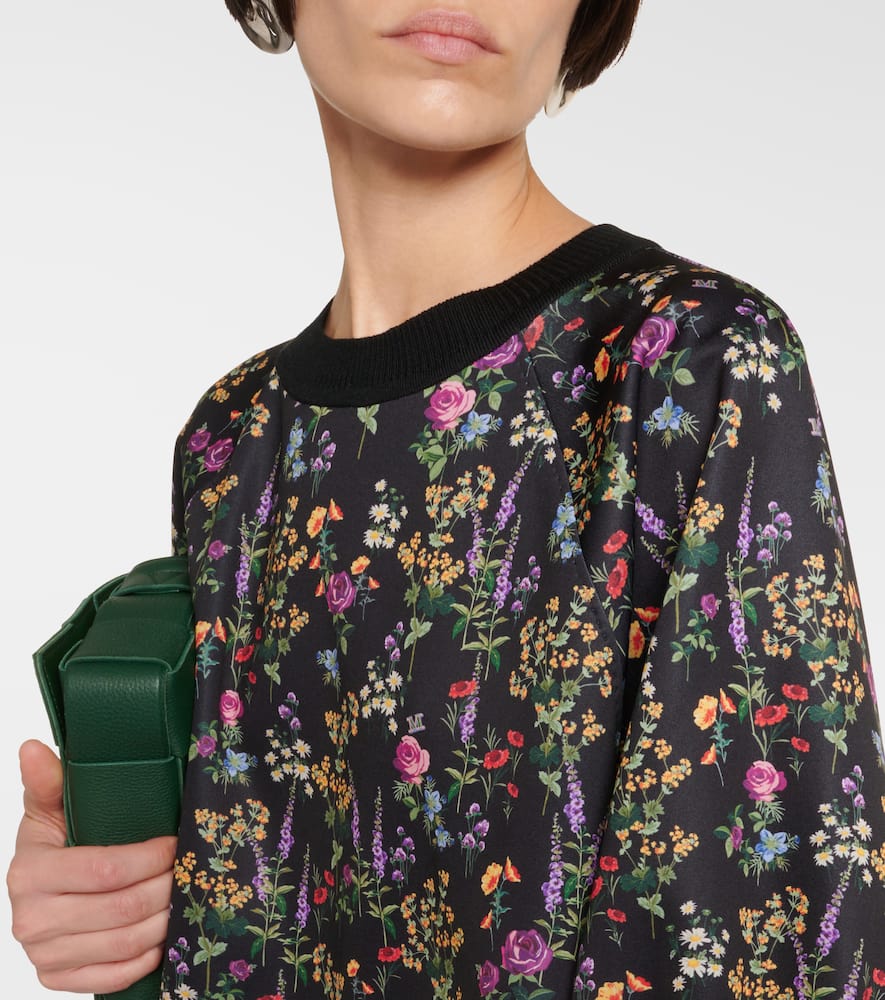 Max Mara Billy Floral-print 3/4-sleeve Mini Shift Dress In Multicoloured