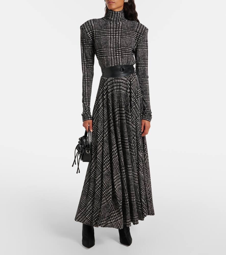 Norma Kamali Belted checked midi dress
